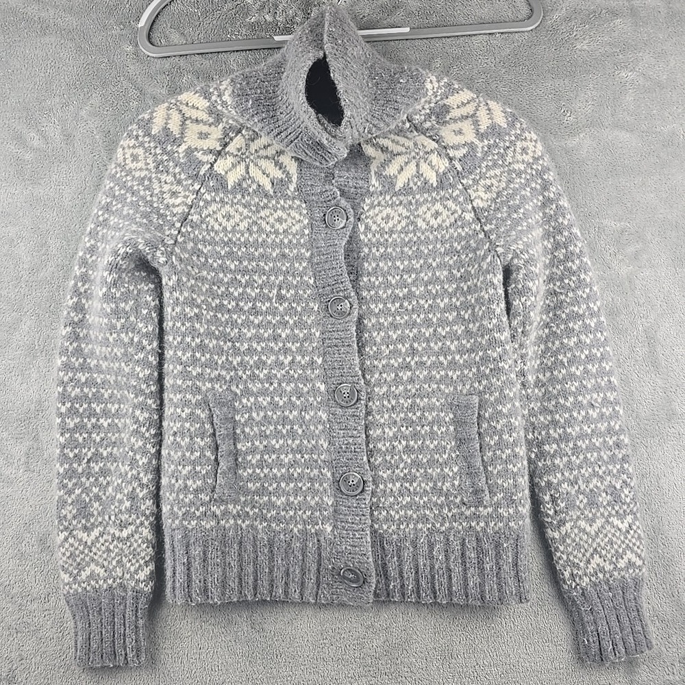 Aerie Sweater Cardigan Women XXS Gray Button Up Grandma Cabincore Cozy Knit